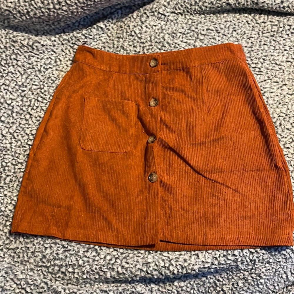 Burnt Orange Corduroy Skirt